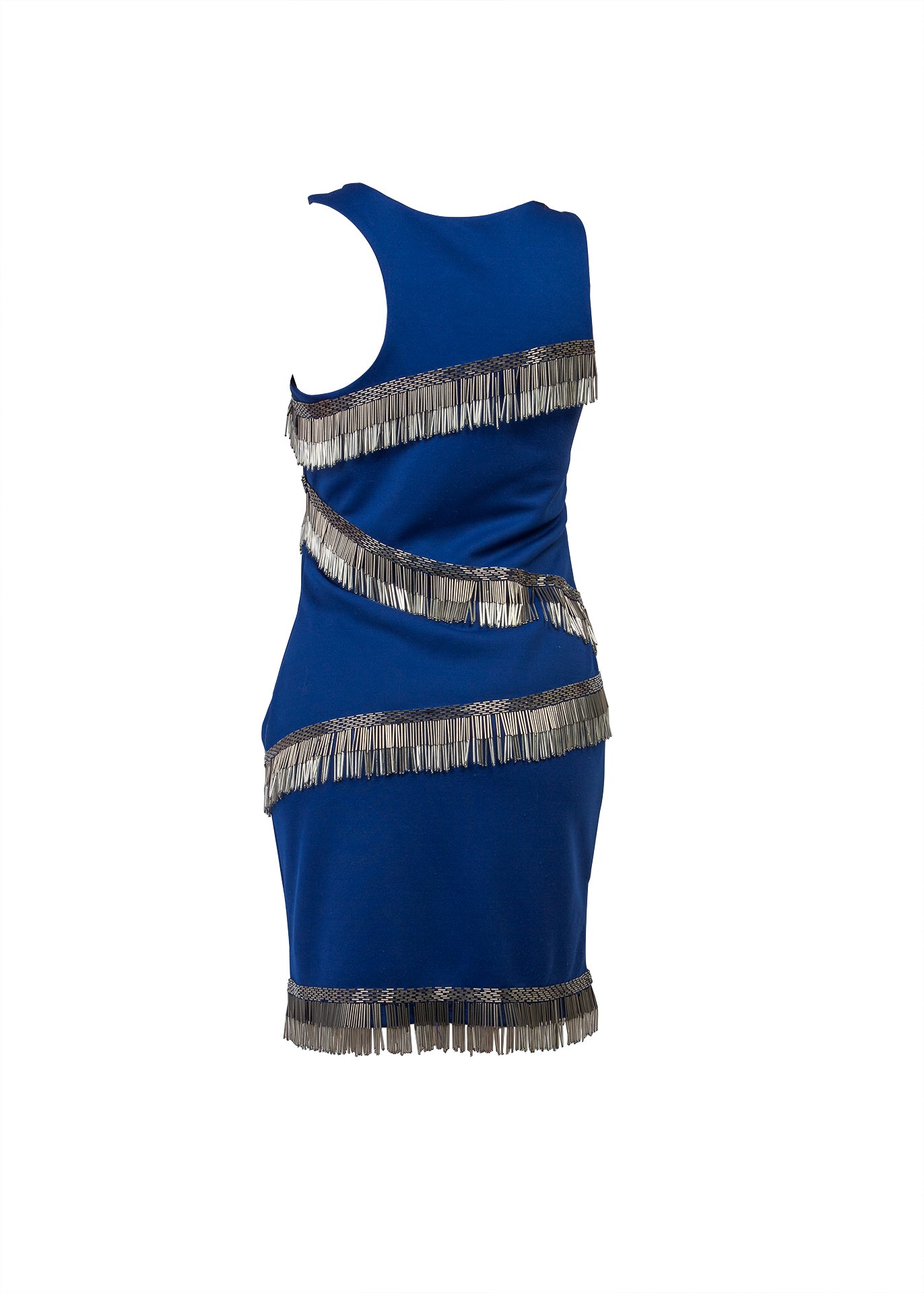Bodycon asymmetrical shoulder beaded fringe party dress