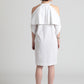 Fold-over cold shoulder cotton shirt dress