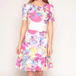 Floral print brocade fit & flare dress
