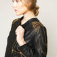 Vegetable dyed, shoulder embellished leather jacket