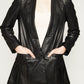 Butter leather long jacket with pleats details