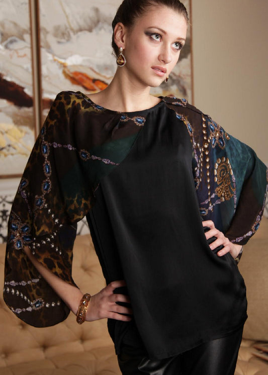 Liza - Silk draped sleeves top - SOLD OUT