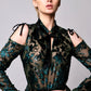 Silk Velvet burnout dress with bowtie details