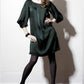 Silk folded front and cowl sleeves dress