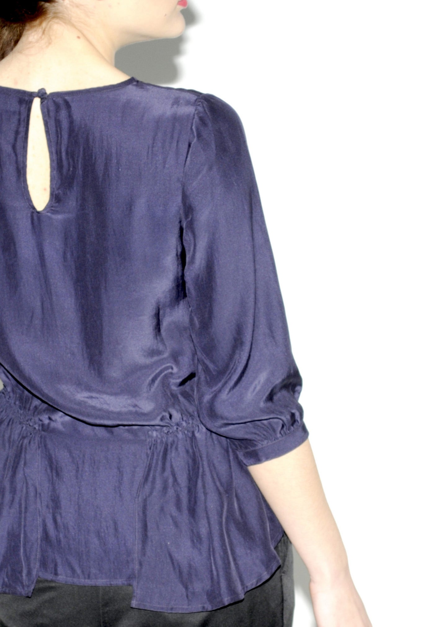 Silk rouched shoulder peplum blouse - SOLD OUT