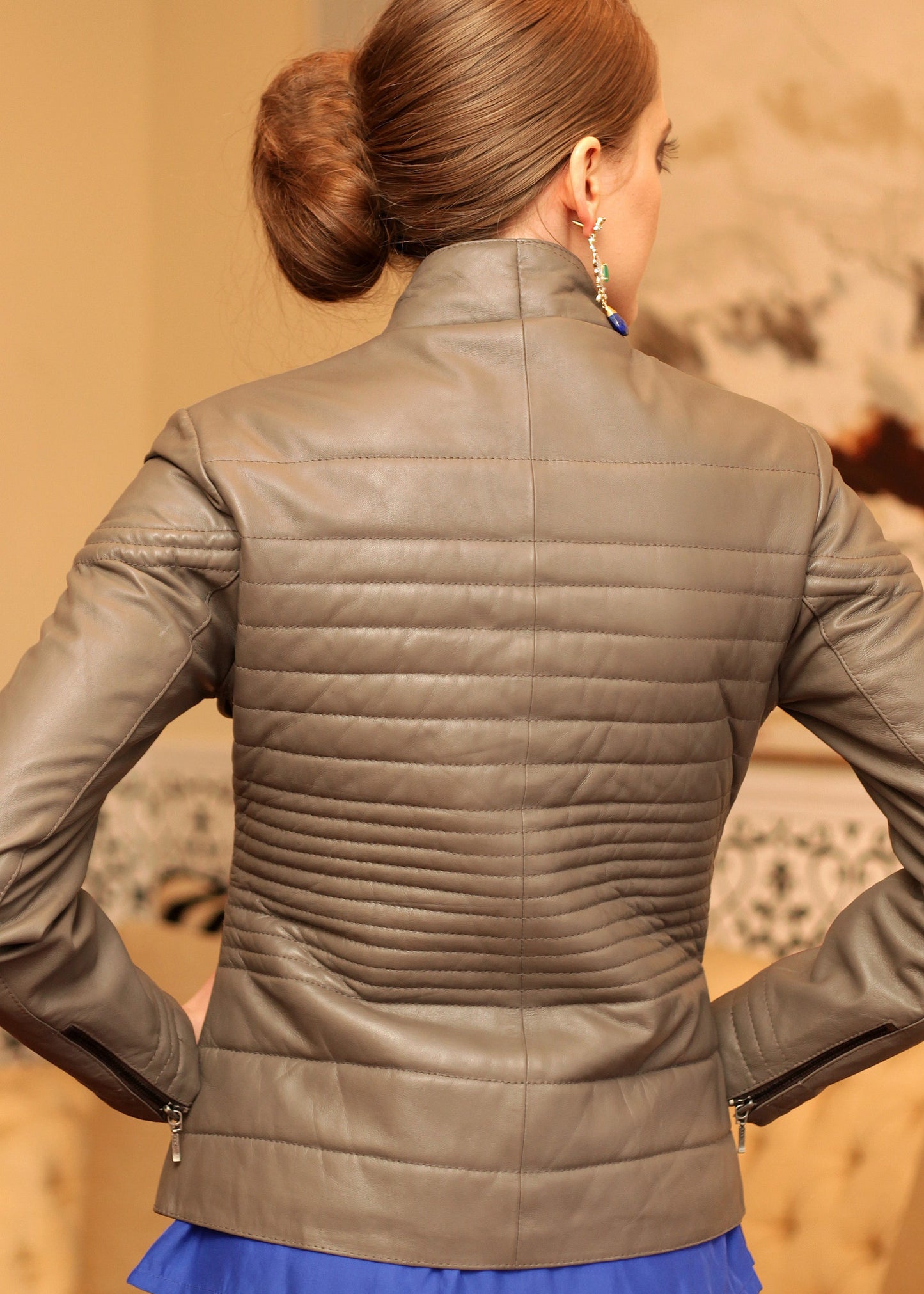 Leather quitled jacket