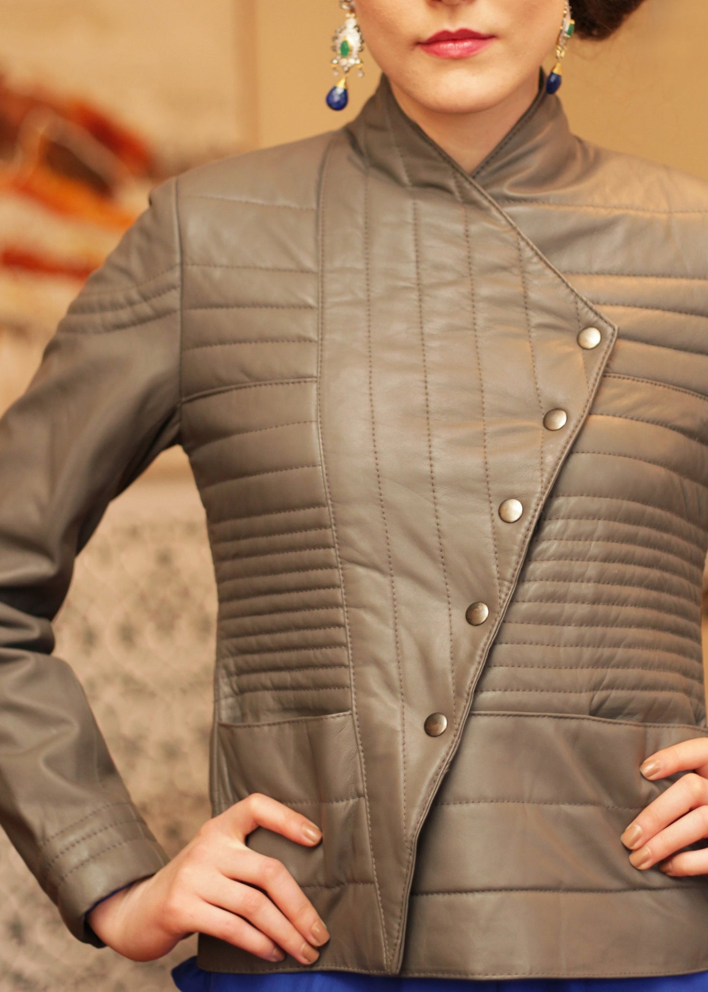 Leather quitled jacket