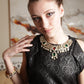 Diana - Brocade folds and antique necklace detail dress - SOLD OUT