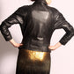 Kika - Raglan sleeve tie belt leather jacket