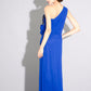 Georgette one shoulder gown, side draping with floral and sequins embellishment detail- SOLD OUT