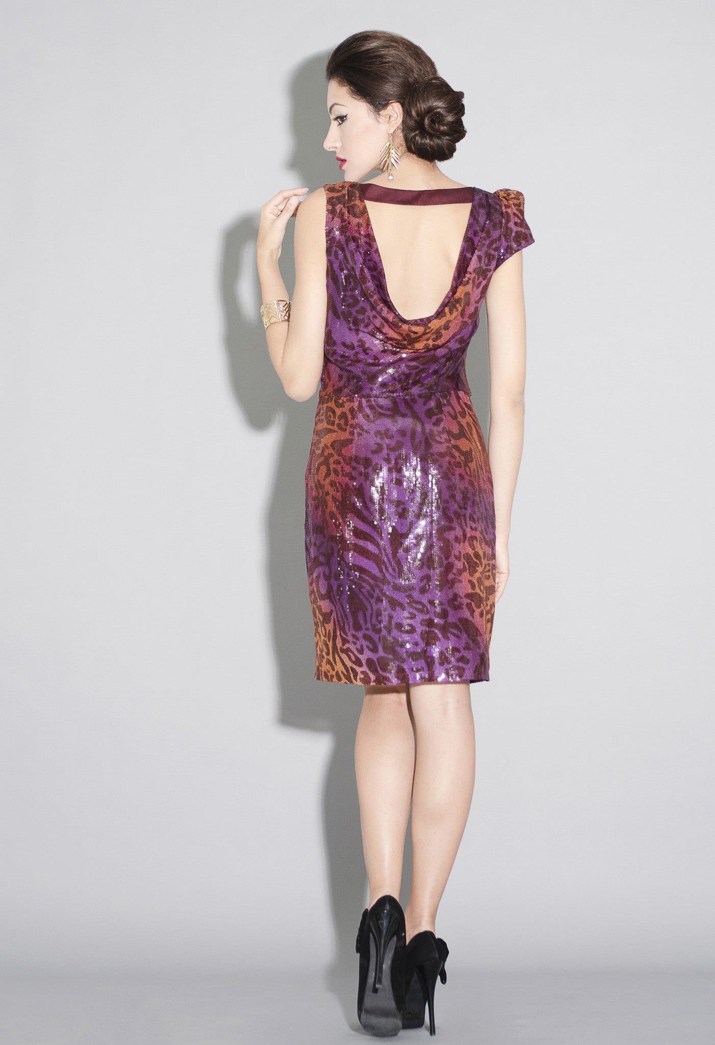 All over sequins leapord print ombre party dress- SOLD OUT