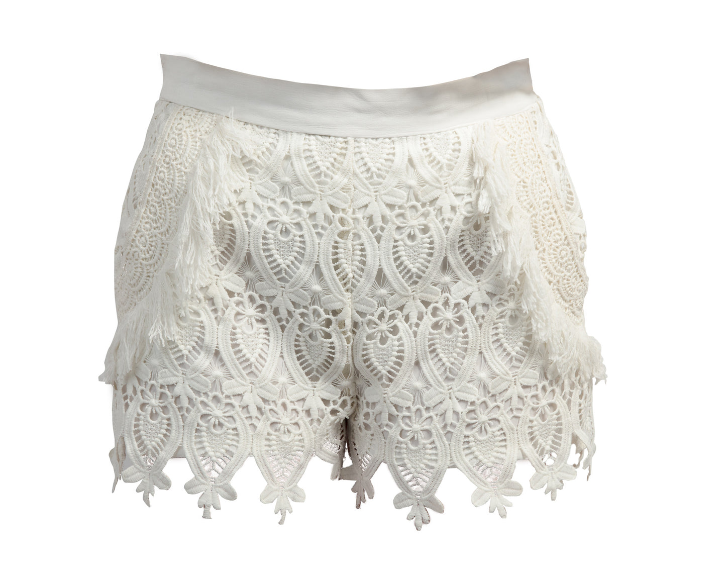 Lace shorts with fringe detailing