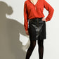 Leather / Ponte knee length skirt