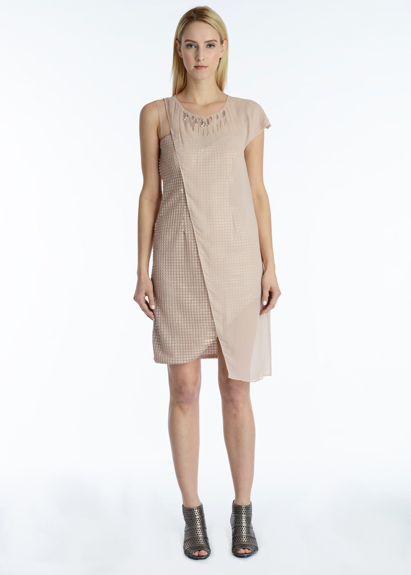 Sheer asymmetric overlay sequin dress T.Tandon Sheer asymmetric overlay sequin dress T.Tandon