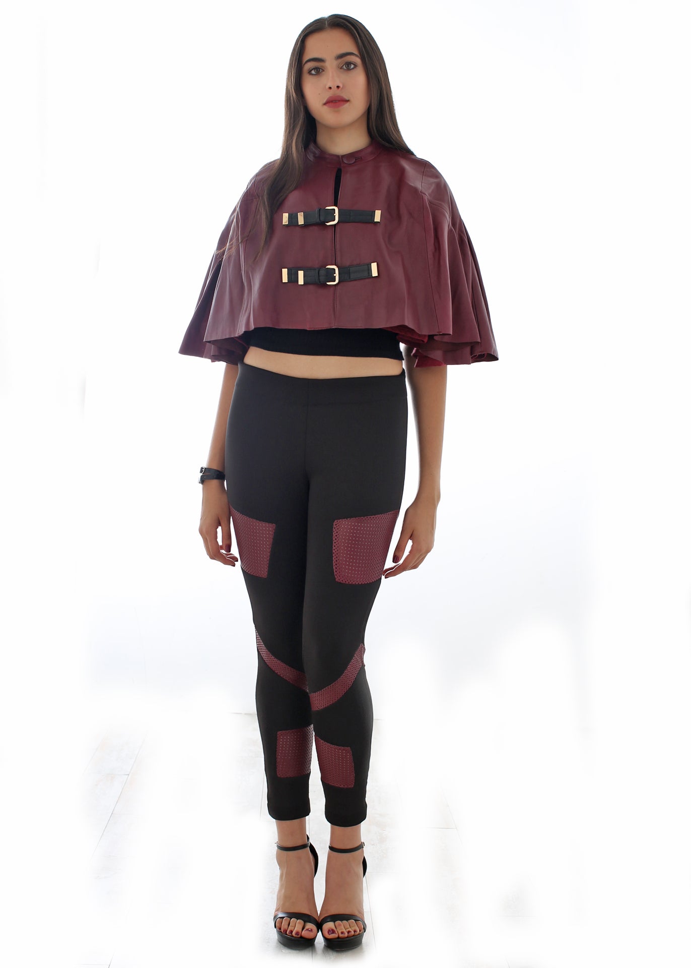 Ponte and Leather patchwork legging