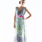 Silk floral print maxi dress with contrast trim - SOLD OUT