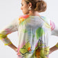 Silk/ Cotton abstract bird print hi-low hem long shirt