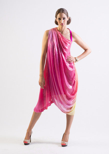 Aphrodite- Draped all over ombre sequin one shoulder dress - SOLD OUT