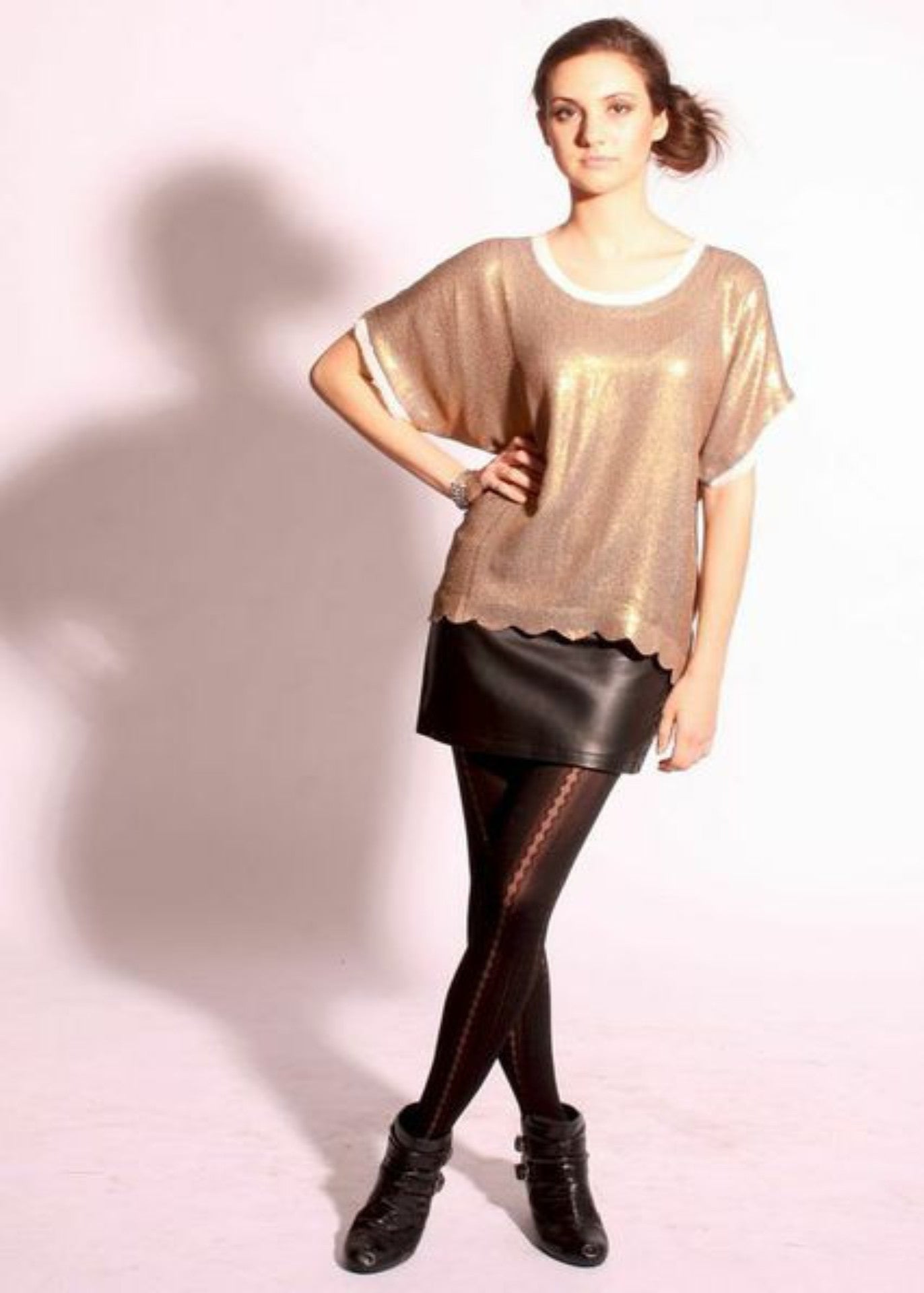 Metallic Gold all over sequins top with scalloped hem - SOLD OUT