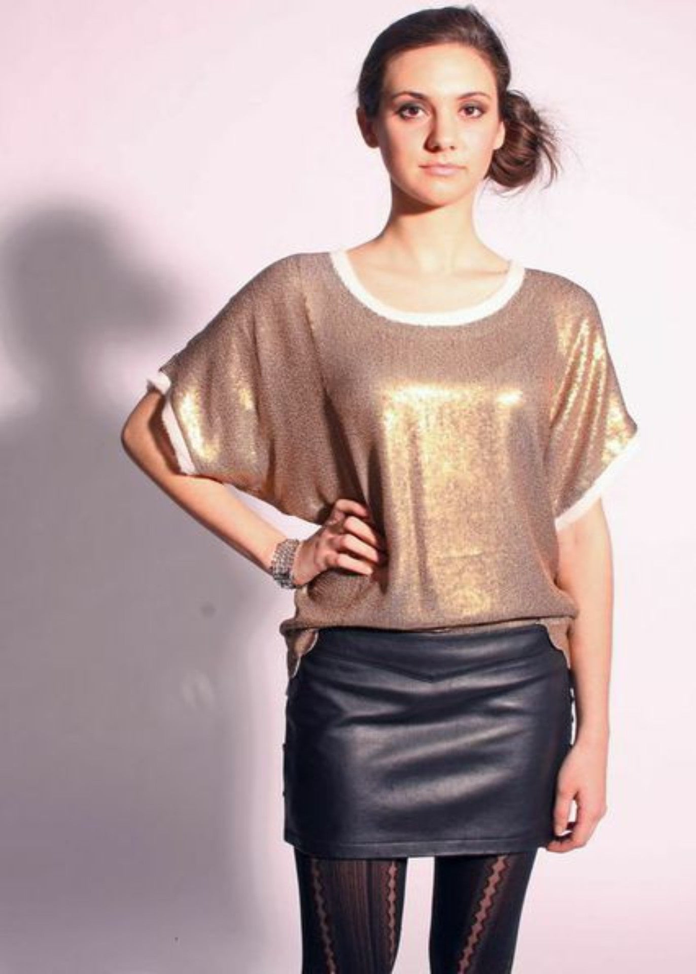 Metallic Gold all over sequins top with scalloped hem - SOLD OUT