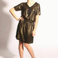 Metallic Gold and Black striped All Over Sequin Party Dress