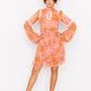 Floral print shirt ruffle dress