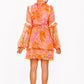 Floral print shirt ruffle dress