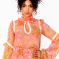 Floral print shirt ruffle dress