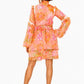Floral print shirt ruffle dress
