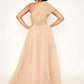 Off-shoulder high leg slit embroidery detail gown