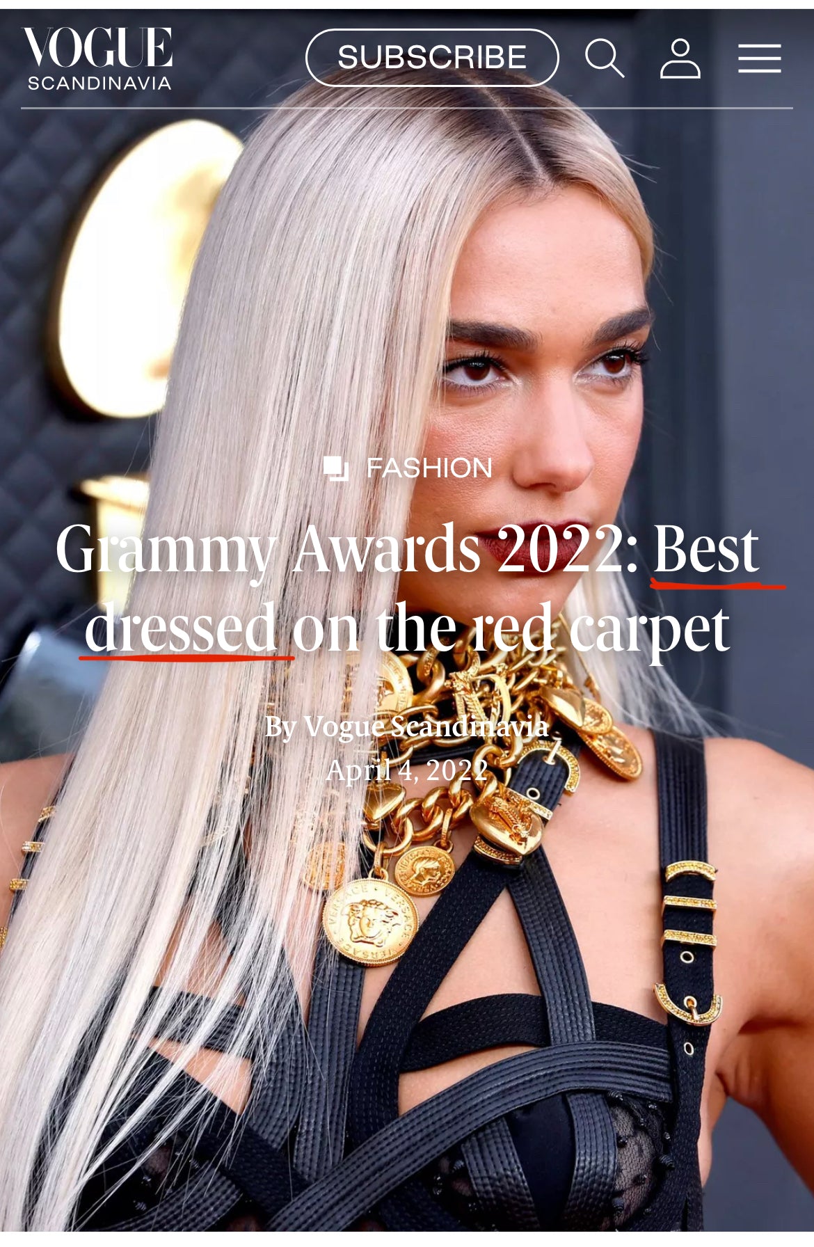 Tina Tandon design featured in GRAMMY'S Best Dressed list 