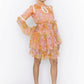 Floral print shirt ruffle dress