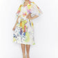 Abstract print Silk/ Cotton A-line Shirt dress