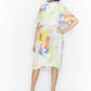 Abstract print Silk/ Cotton A-line Shirt dress