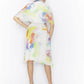 Abstract print Silk/ Cotton A-line Shirt dress