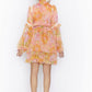 Floral print shirt ruffle dress
