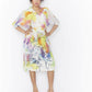 Abstract print Silk/ Cotton A-line Shirt dress