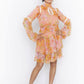 Floral print shirt ruffle dress