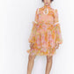 Floral print shirt ruffle dress