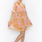 Floral print shirt ruffle dress