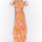 Floral print cutout waist chiffon maxi dress
