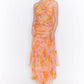 Floral print cutout waist chiffon maxi dress