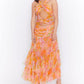 Floral print cutout waist chiffon maxi dress
