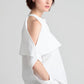 Fold-over cold shoulder Cotton shirt