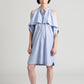 Fold-over open shoulder Cotton shirt dress