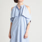 Fold-over open shoulder Cotton shirt dress