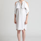 Fold-over cold shoulder cotton shirt dress