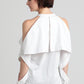 Fold-over cold shoulder Cotton shirt