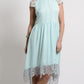 Mint Silk chiffon self-striped fit & flare dress with lace trim- SOLD OUT