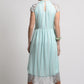 Mint Silk chiffon self-striped fit & flare dress with lace trim- SOLD OUT